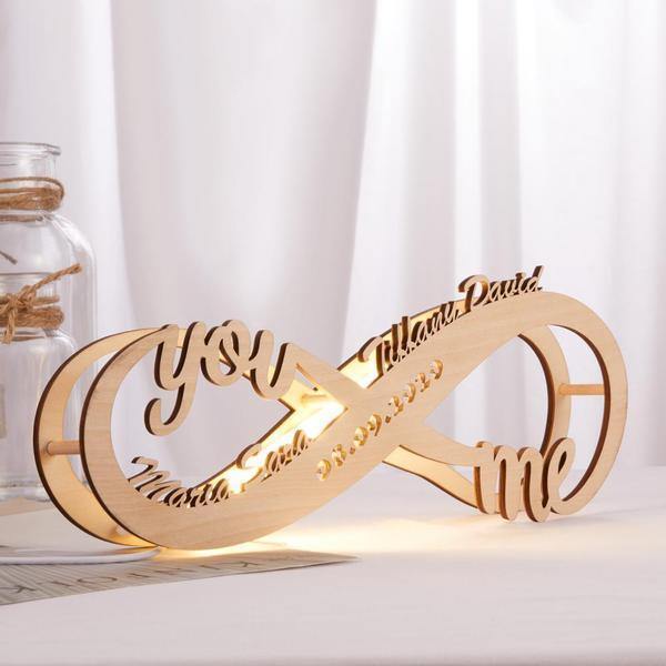 Custom Infinity I Love You Night Light Engraved Wood Lamp - MyPhotoWalletAU