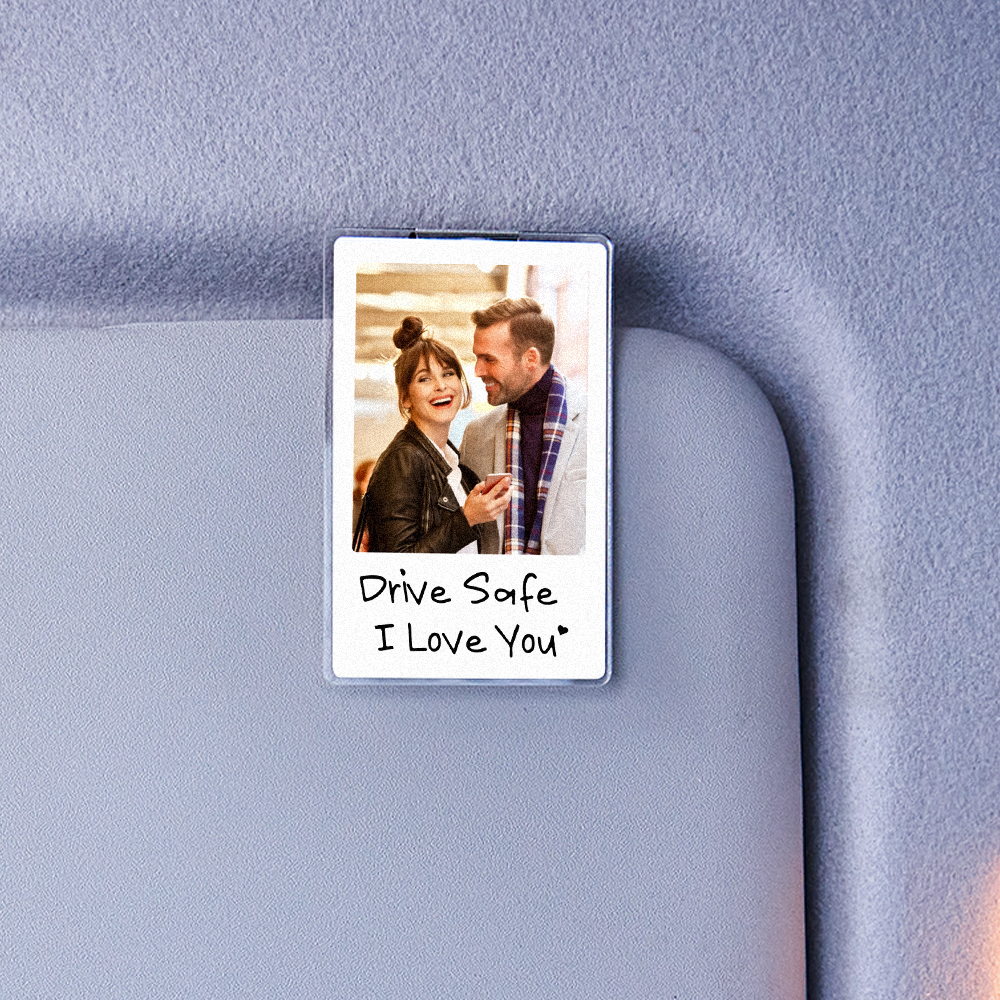 Father's Day Gifts - Drive safe I Love You - Photo Car Visor Clip, Personalized Photo Car Decoration, Polaroid Photo for Car, Gifts for dad, Presents for fathers, Gifts for your father, Gift items for dad, Gift for him - Personalized Photo Car Visor Clip - 