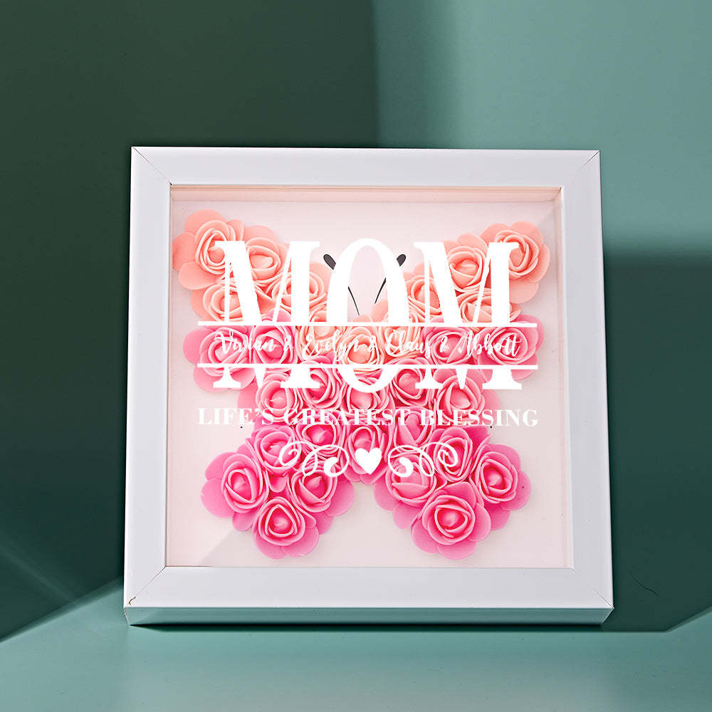 Custom Flower Shadow Box Personalized Name Flower Shadowbox Frame Mother's Day Gift - myphotowalletau
