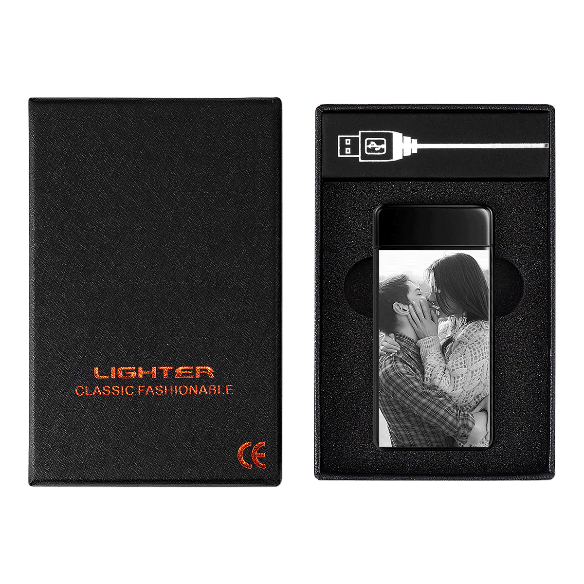 Custom Photo Engraved Lighter | Electronic Cigarette Lighter | Black - MyPhotoWalletAU
