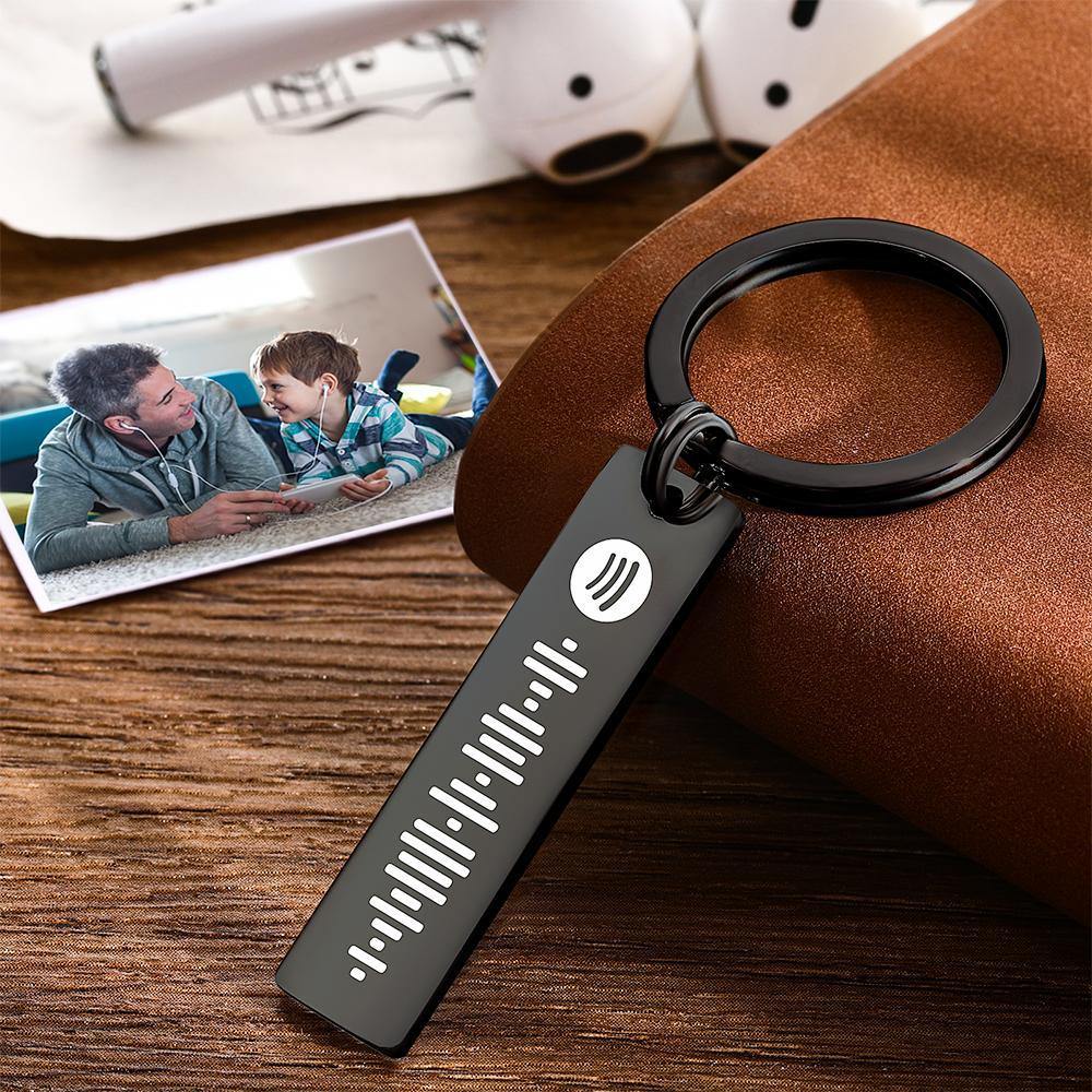 Custom Scannable Spotify Code Keychain Stainless Steel Black - MyPhotoWalletAU