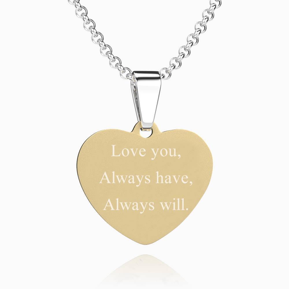 Women's Heart Photo Engraved Dog Tag Necklace 18k Gold Plated Stainless Steel - MyPhotoWalletAU