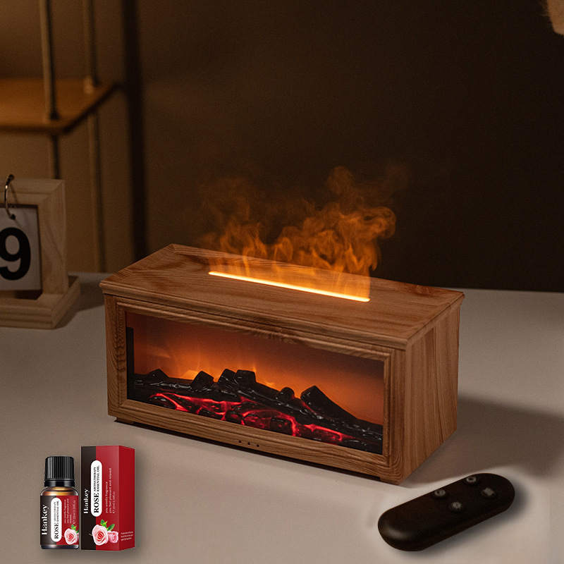 3D Fireplace aroma diffuser Flame Projector Lamp - Smart Aromatherapy Diffuser & Humidifier with Remote Control - 