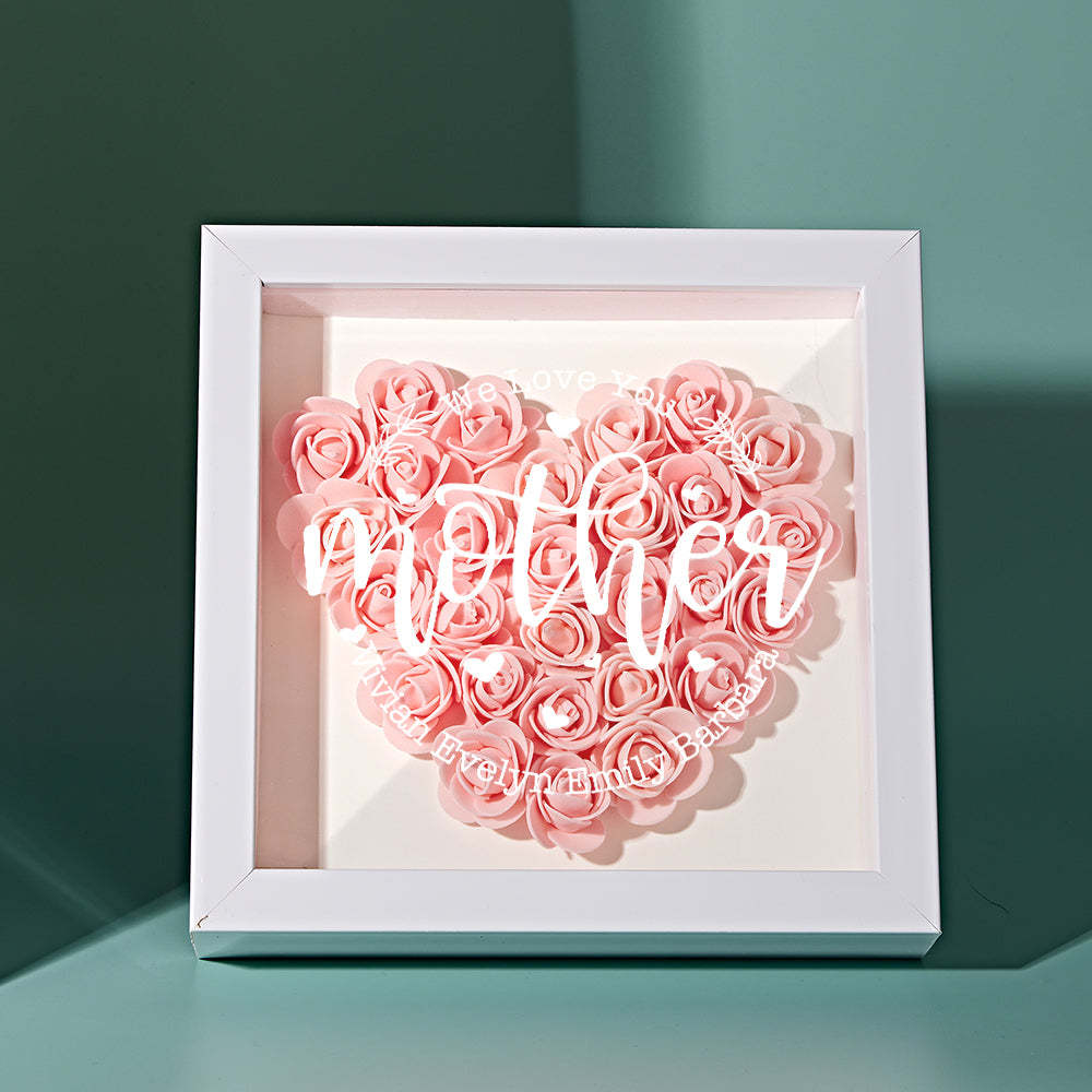 Custom Name Flower Shadow Box Personalized Flower Shadowbox Frame Mother's Day Gift - myphotowalletau