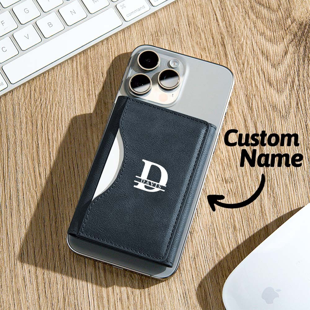 Personalized TriFold Magnetic Wallet with Phone Stand Genuine Leather Card Holder Viewer Perfect Gift for Men - 