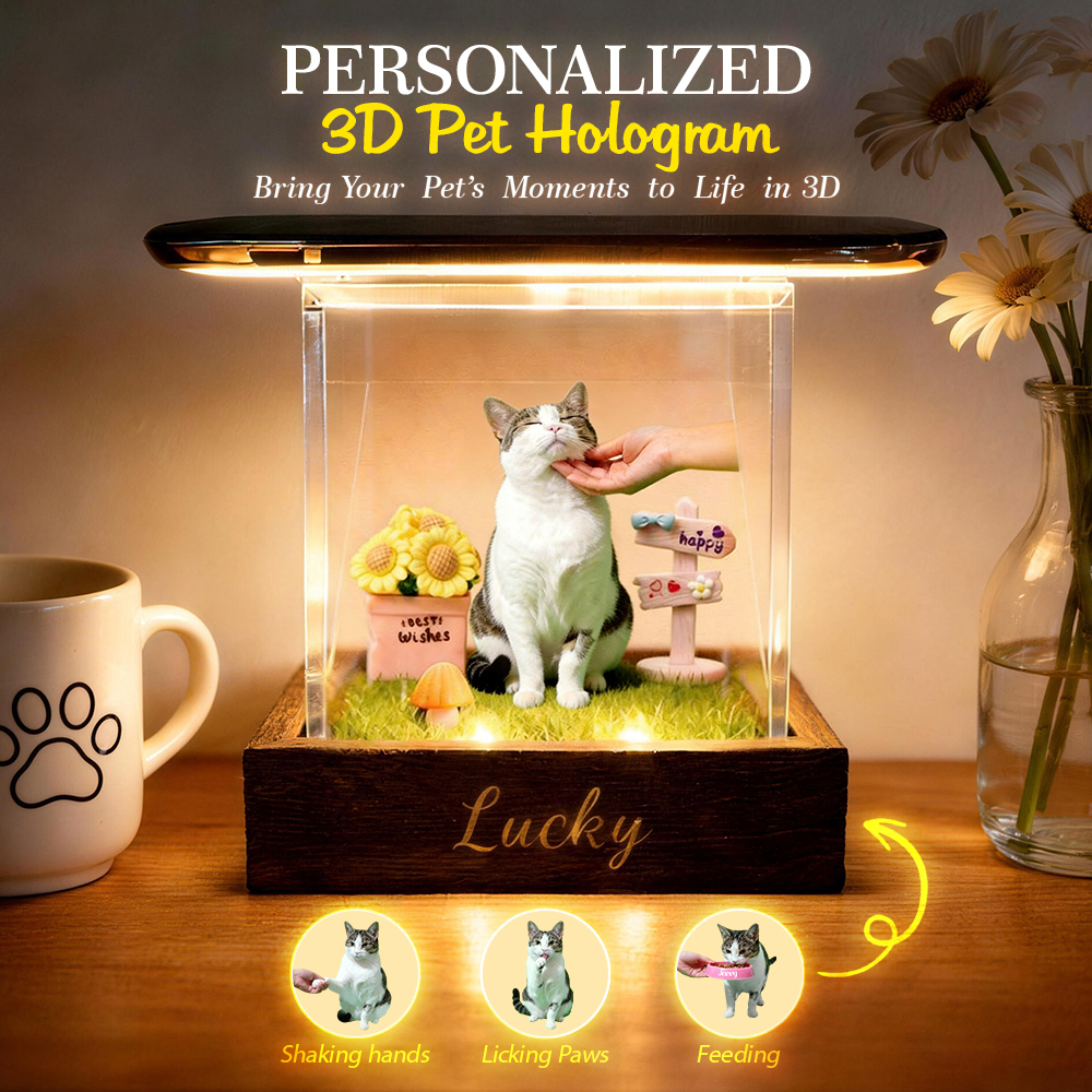 Lumina Boxes Custom Pet Digital Hologram House with Wooden Base - 