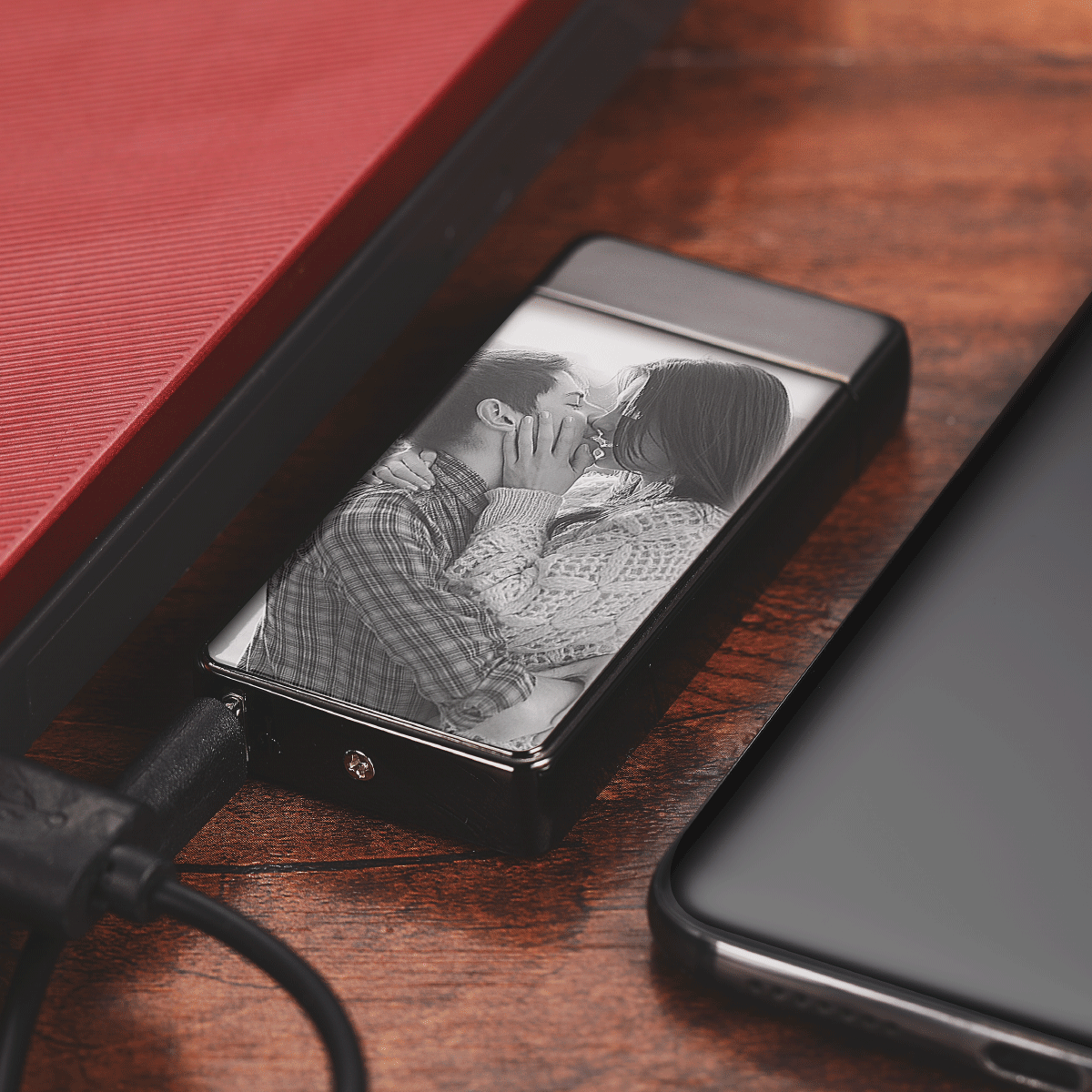 Custom Photo Engraved Lighter | Electronic Cigarette Lighter | Black - MyPhotoWalletAU