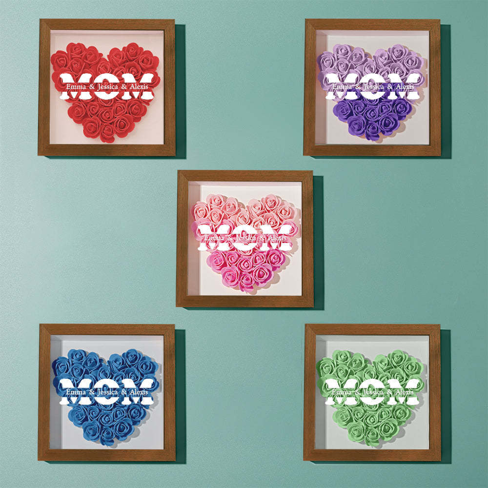 Custom Name Flower Shadow Box Frame Mother's Day Gift - myphotowalletau