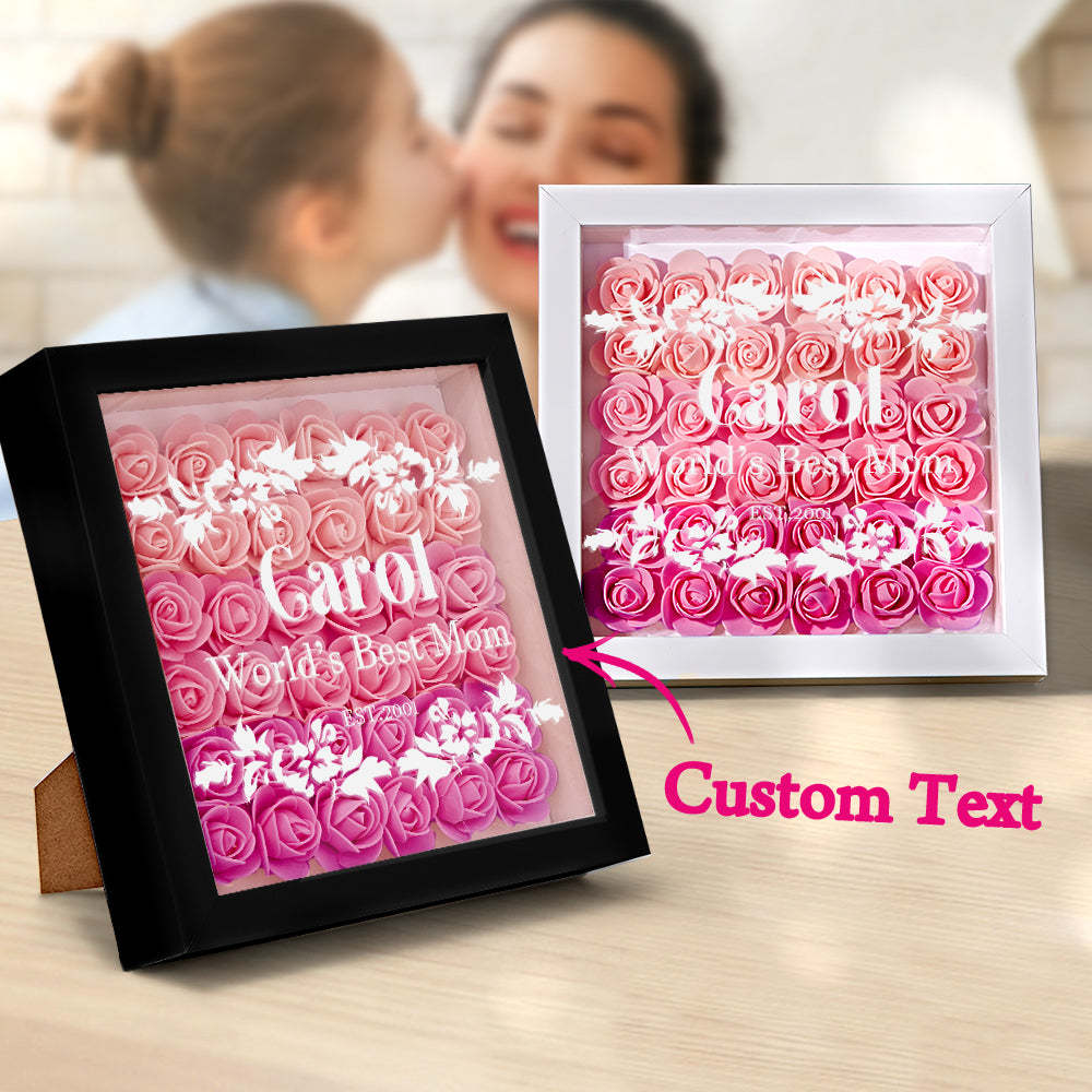 Custom Flower Shadow Box Personalized Gradient Pink Flower Shadowbox Frame Gift for Mom - myphotowalletau