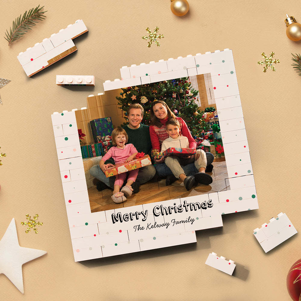 Custom Building Block Puzzle Square Family Photo Brick Merry Christmas - myphotowalletau