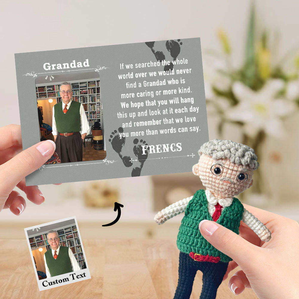 Custom Crochet Doll from Photo Handmade Look alike Dolls Gifts for Grandad with Personalized Name Card - myphotowalletau