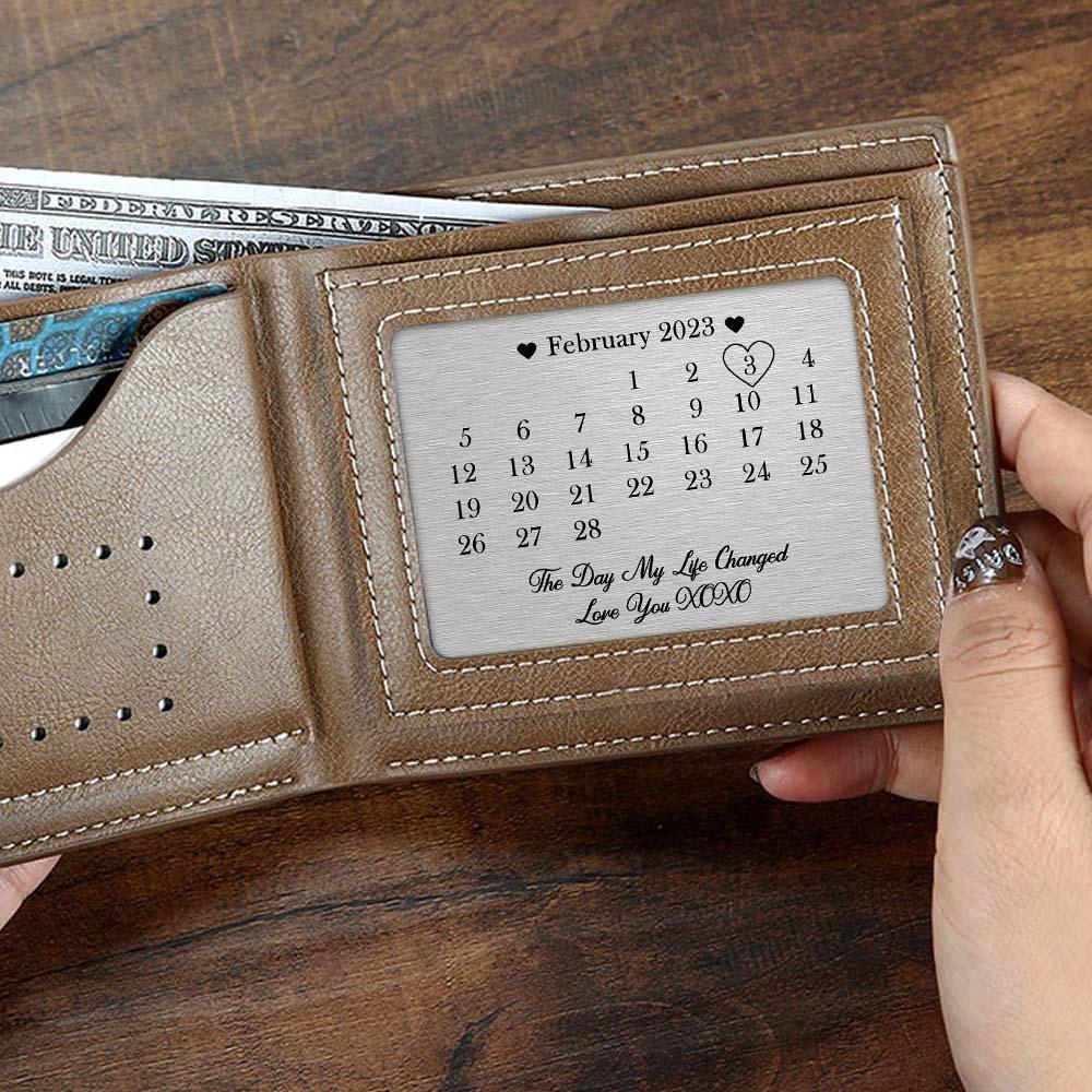 Personalized Wallet Card Day My Life Changed Date Metal Wallet Card Calendar Keepsake Gift
