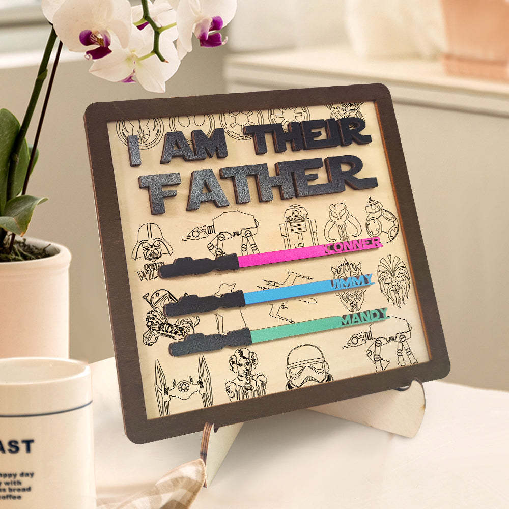 Personalized I Am Their Father Sign Wooden Lightsaber Plaque Father's Day Gifts - myphotowalletau