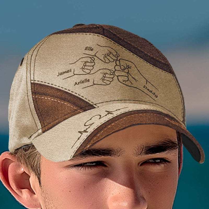 Father's Day Gifts Personalised Fist Bump Daddy Grandpa Custom Classic Cap, for Dad, for Grandpa, for Husband