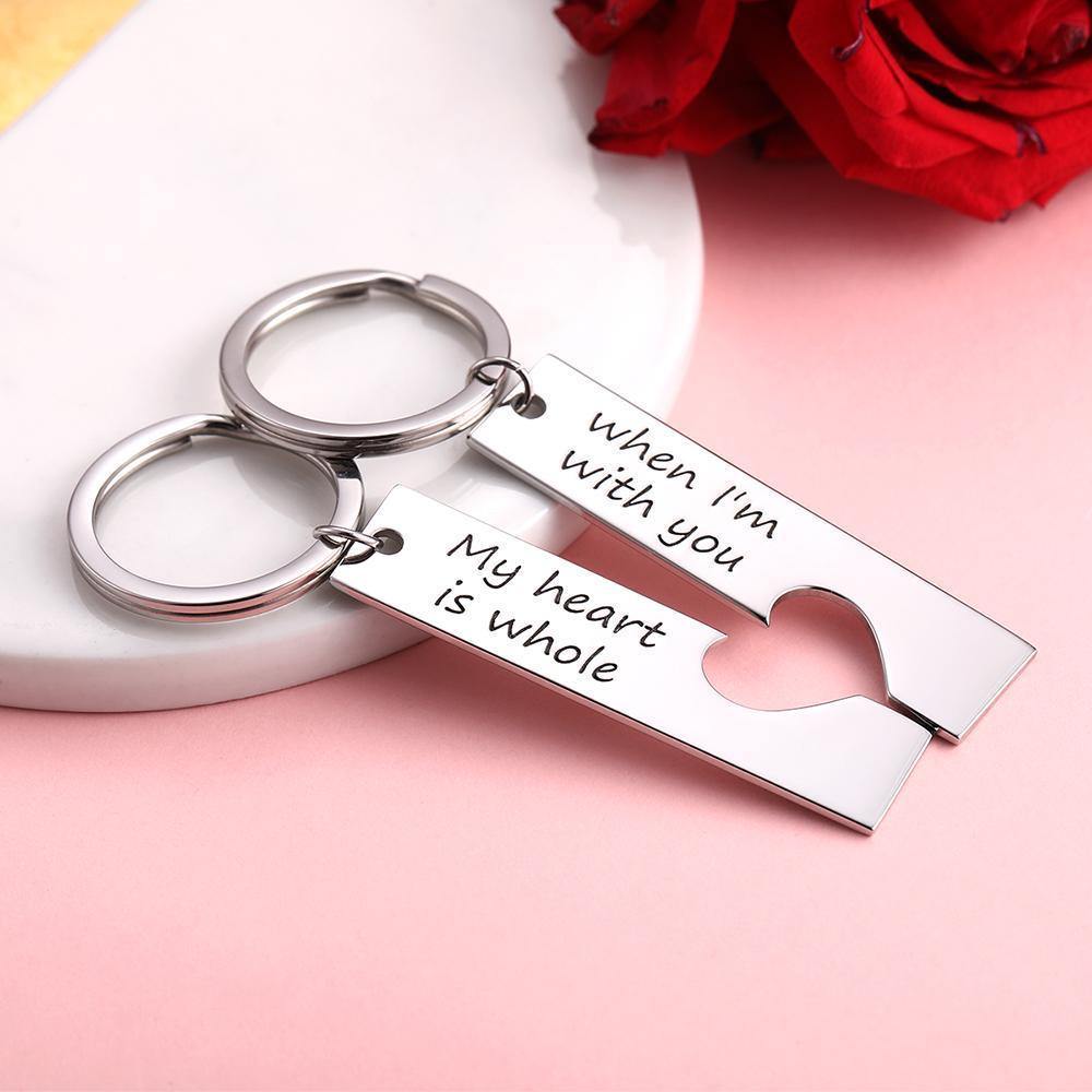 Custom Engraved Couple Vertical Bar Keychain Set - MyPhotoWalletAU
