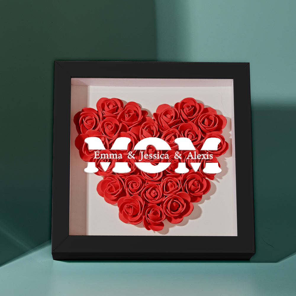 Custom Name Flower Shadow Box Frame Mother's Day Gift - myphotowalletau