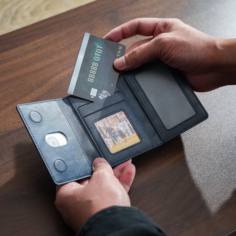 Personalized TriFold Magnetic Wallet with Phone Stand Genuine Leather Card Holder Viewer Perfect Gift for Men - 