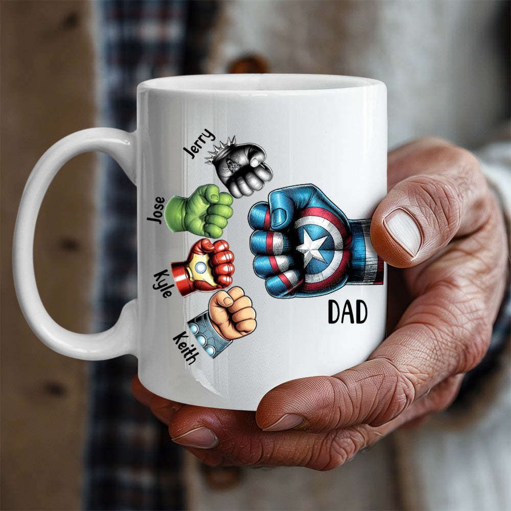 Father's Day Gifts Custom Names Personalised Hero Fists Printed Mug Best Dad Ever