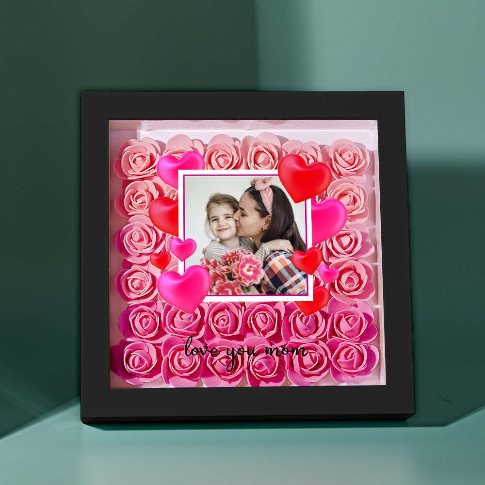 Custom Photo Flower Shadow Box Personalized Gradient Pink Flower Shadowbox Frame Gift for Mom - myphotowalletau