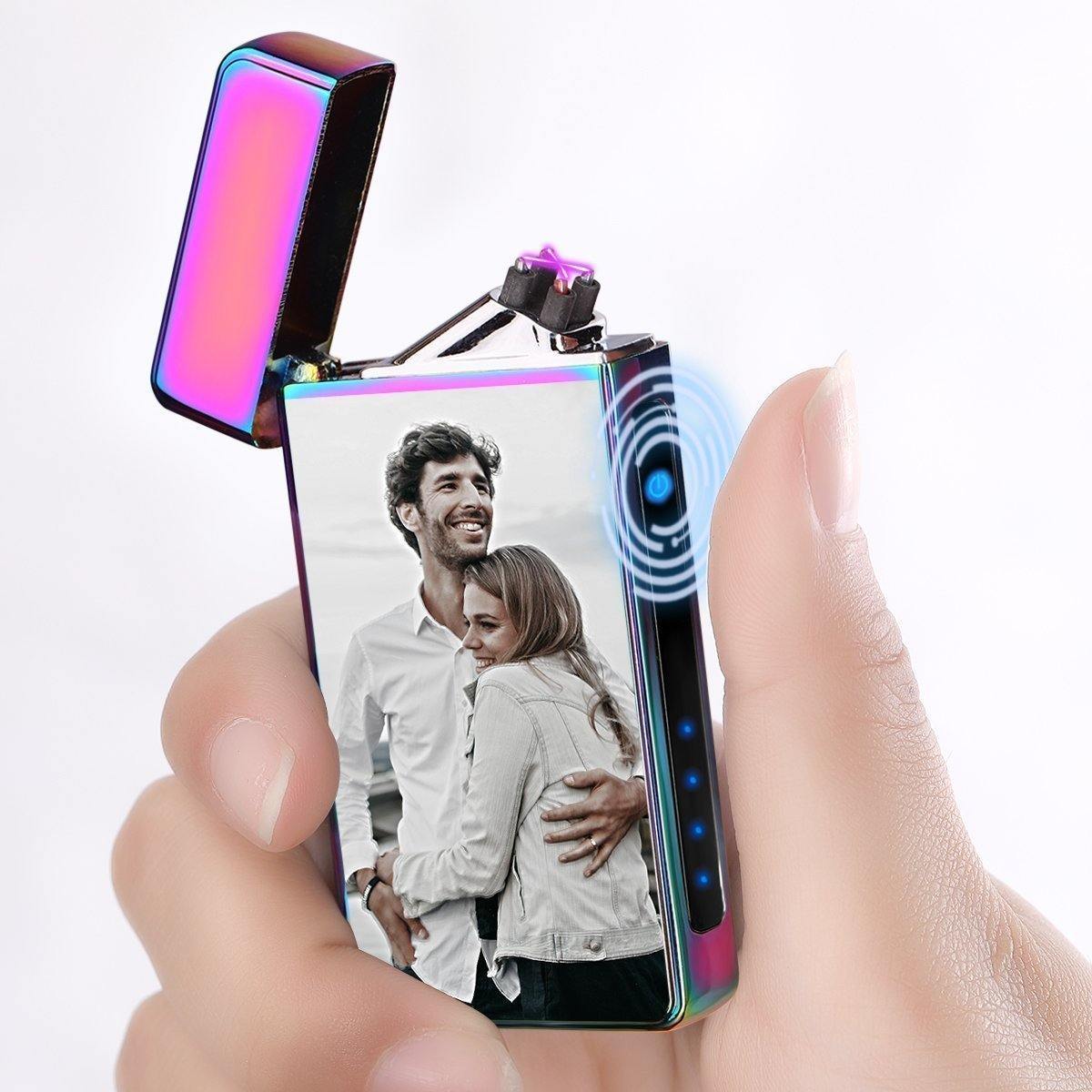 Custom Photo Engraved Lighter Color Printing | Electronic Cigarette Lighter | Purple - MyPhotoWalletAU