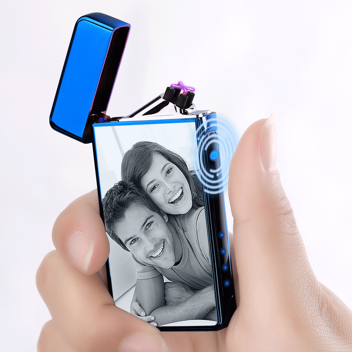 Custom Photo Engraved Lighter | Electronic Cigarette Lighter | Blue - MyPhotoWalletAU