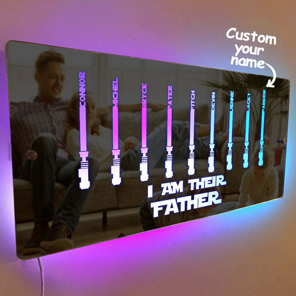 Personalized I Am Their Father Mirror Light Custom Name Light Up Mirror Father's Day Gifts - myphotowalletau