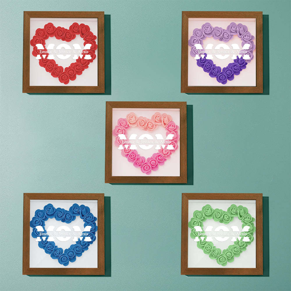 Custom Name Flower Shadow Box Frame Mother's Day Gift - myphotowalletau
