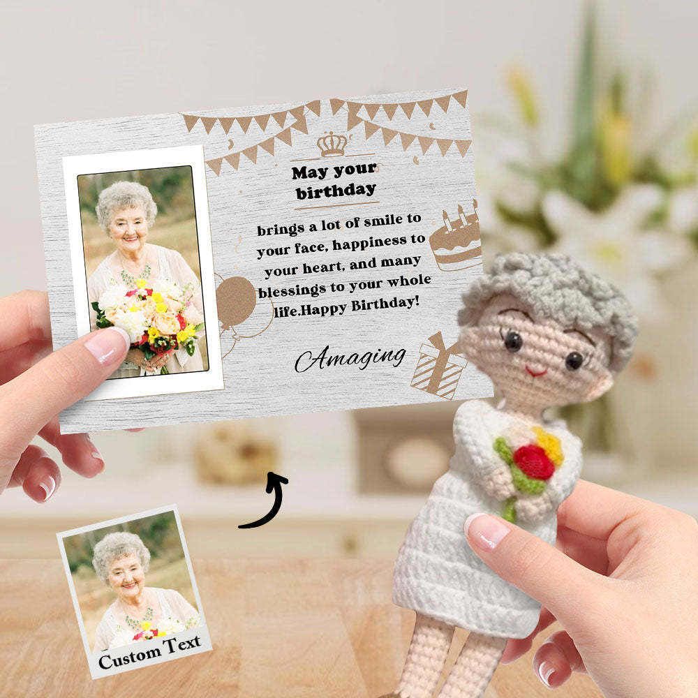 Birthday Gifts Custom Crochet Doll from Photo Handmade Look alike Dolls with Personalized Name Card - myphotowalletau