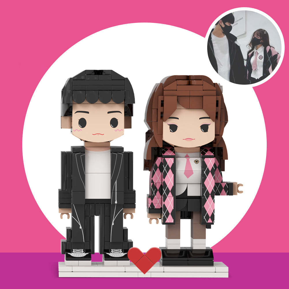 Customizable Fully Body 2 People Custom Brick Figures Persanalized Cute Face Brick Figures Gifts for Her