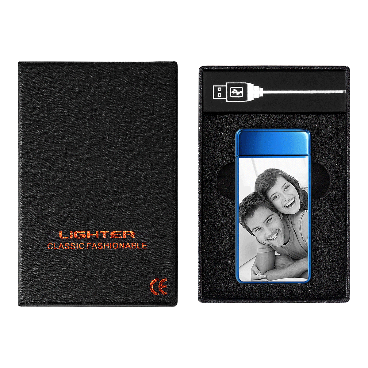 Custom Photo Engraved Lighter | Electronic Cigarette Lighter | Blue - MyPhotoWalletAU