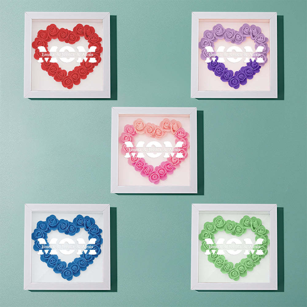 Custom Name Flower Shadow Box Frame Mother's Day Gift - myphotowalletau