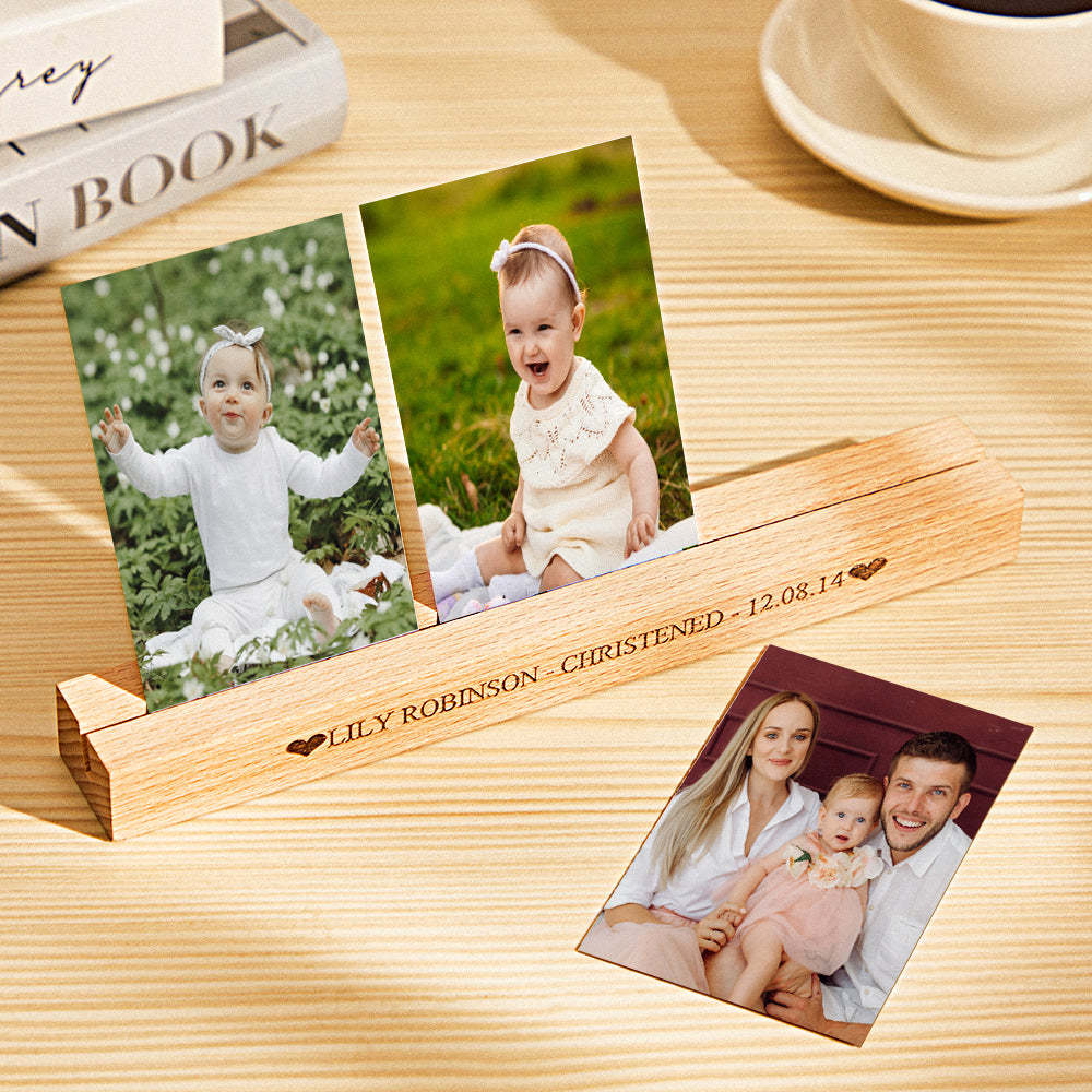 Custom Photo Engraved Ornaments Christening Heart Photo Block - myphotowalletau