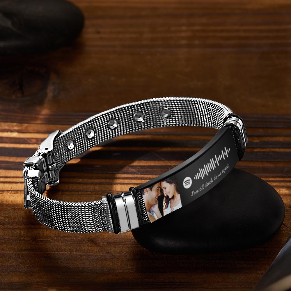 Gift for Him Photo Bracelet Spotify Code Bracelet Metal Bracelet Scannble Music Gift - myphotowalletau