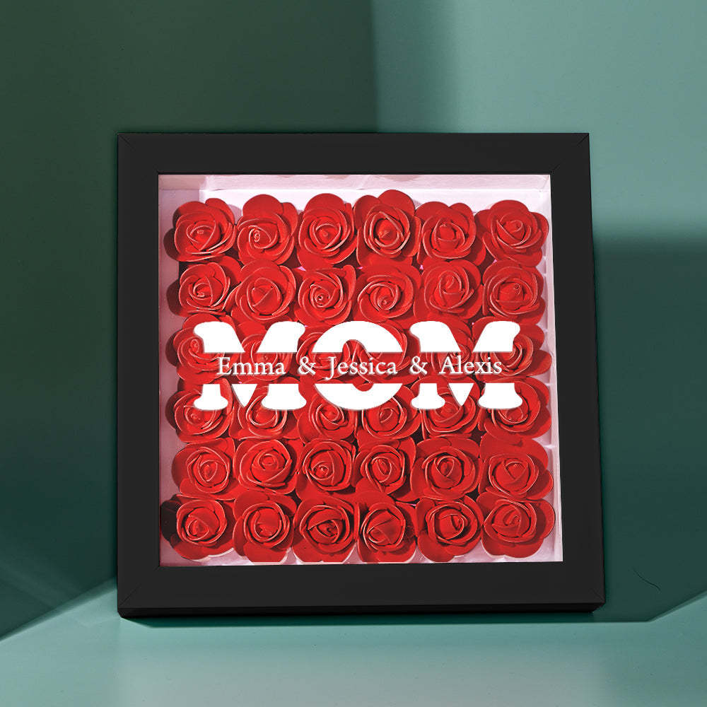 Custom Name Flower Shadow Box Frame Mother's Day Gift - myphotowalletau