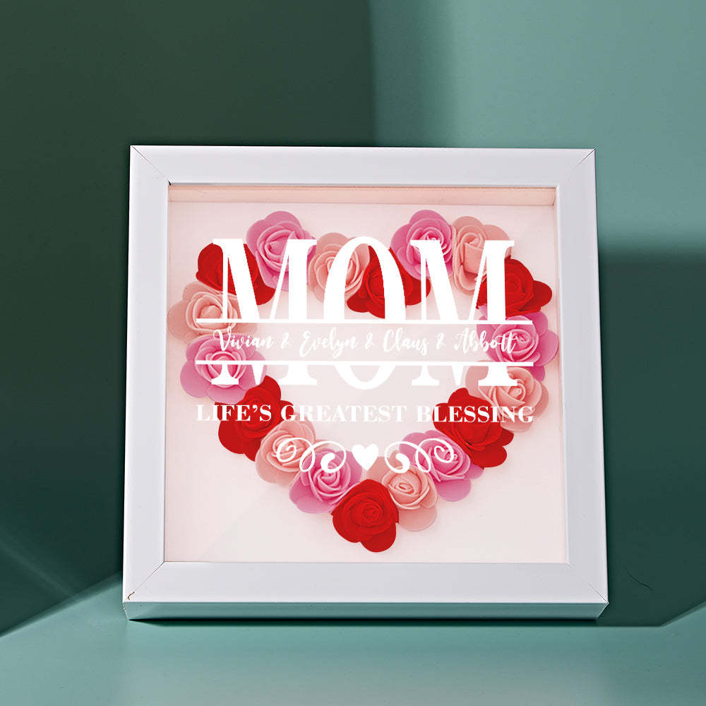 Custom Flower Shadow Box Personalized Name Flower Shadowbox Frame Mother's Day Gift - myphotowalletau
