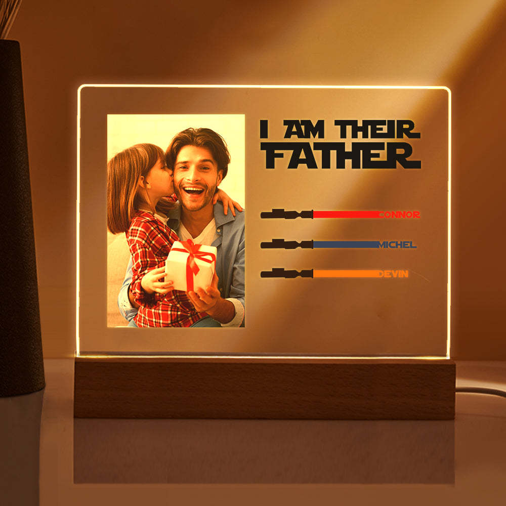 Personalized I Am Their Father Night Light Photo Acrylic Light Saber Plaque Father's Day Gifts - myphotowalletau