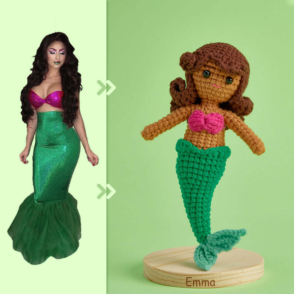 Full Body Customizable 1 Person Custom Crochet Doll Personalized Gifts Handwoven Mini Dolls - Mermaid - myphotowalletau