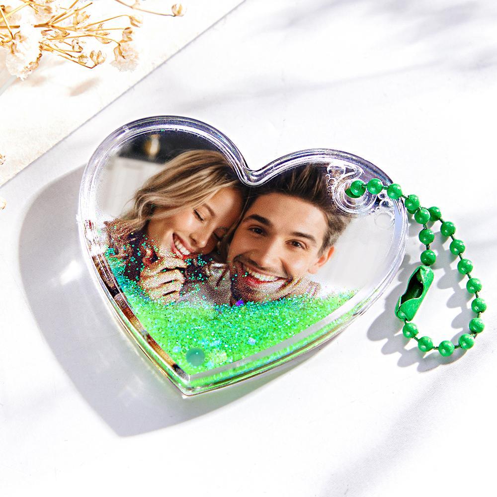 Custom Photo Keychain Heart Shape with Quicksand Gifts for Her - myphotowalletau