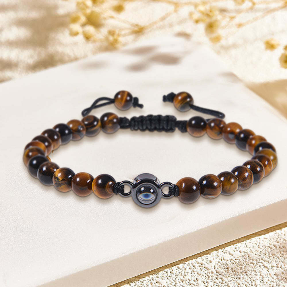 Custom Photo Projection Bracelet I Love You 100 Languages Men's Bracelet Gift for Boyfriend Husband Dad - 