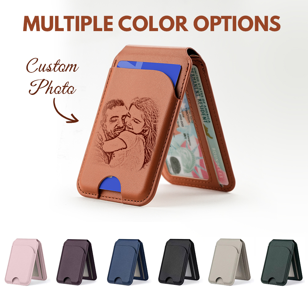 New Rotating Magnetic Wallet Stand – Multi-Card Holder with Secure Snap-On Design - 