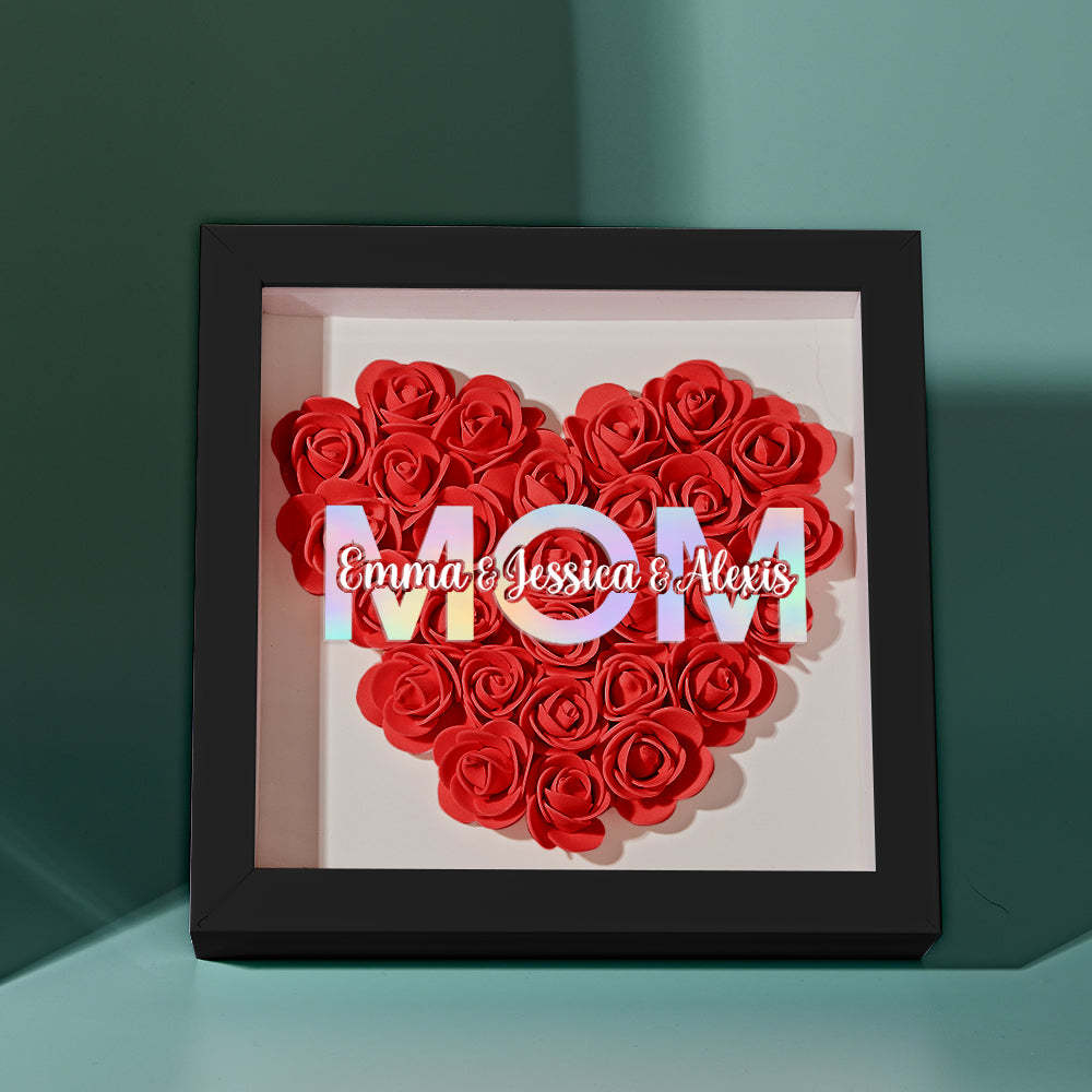 Custom Flower Shadow Box Frame with Name Mother's Day Gift - myphotowalletau