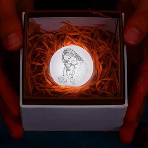 Custom Photo Keychain 3D Printed Multicolor Moon Lamp Keychain - MyPhotoWalletAU