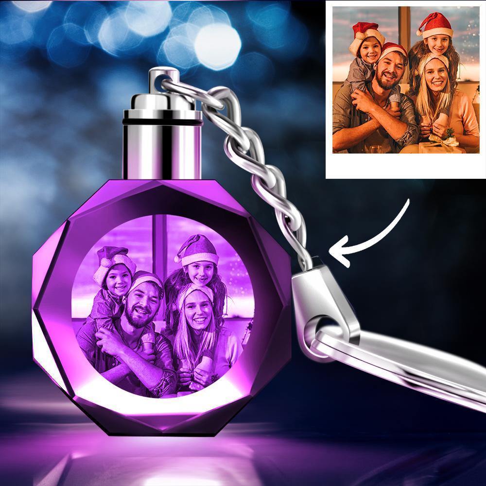 Custom Photo Crystal Keychain Octagon Shape | Best Gifts For Dad - MyPhotoWalletAU