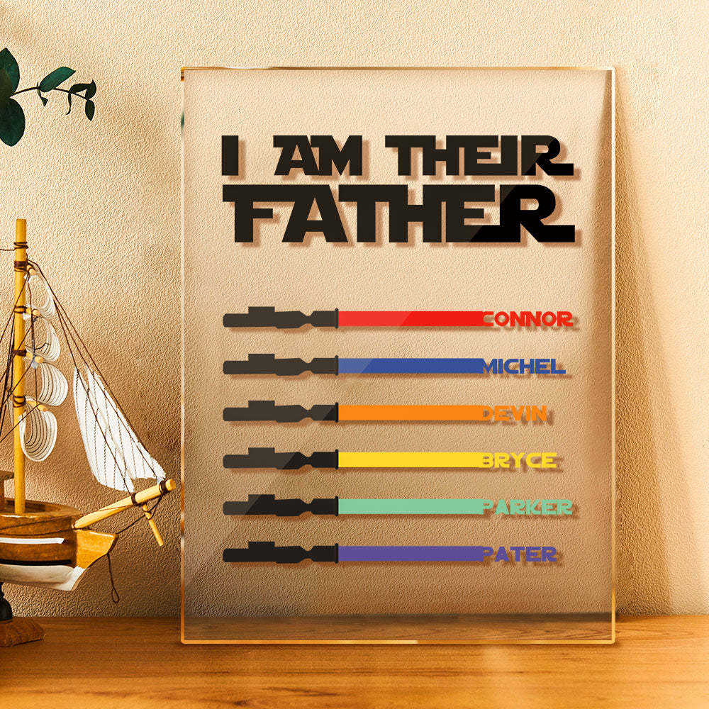 Personalized I Am Their Father Acrylic Plaque Light Saber Plaque Father's Day Gifts - myphotowalletau