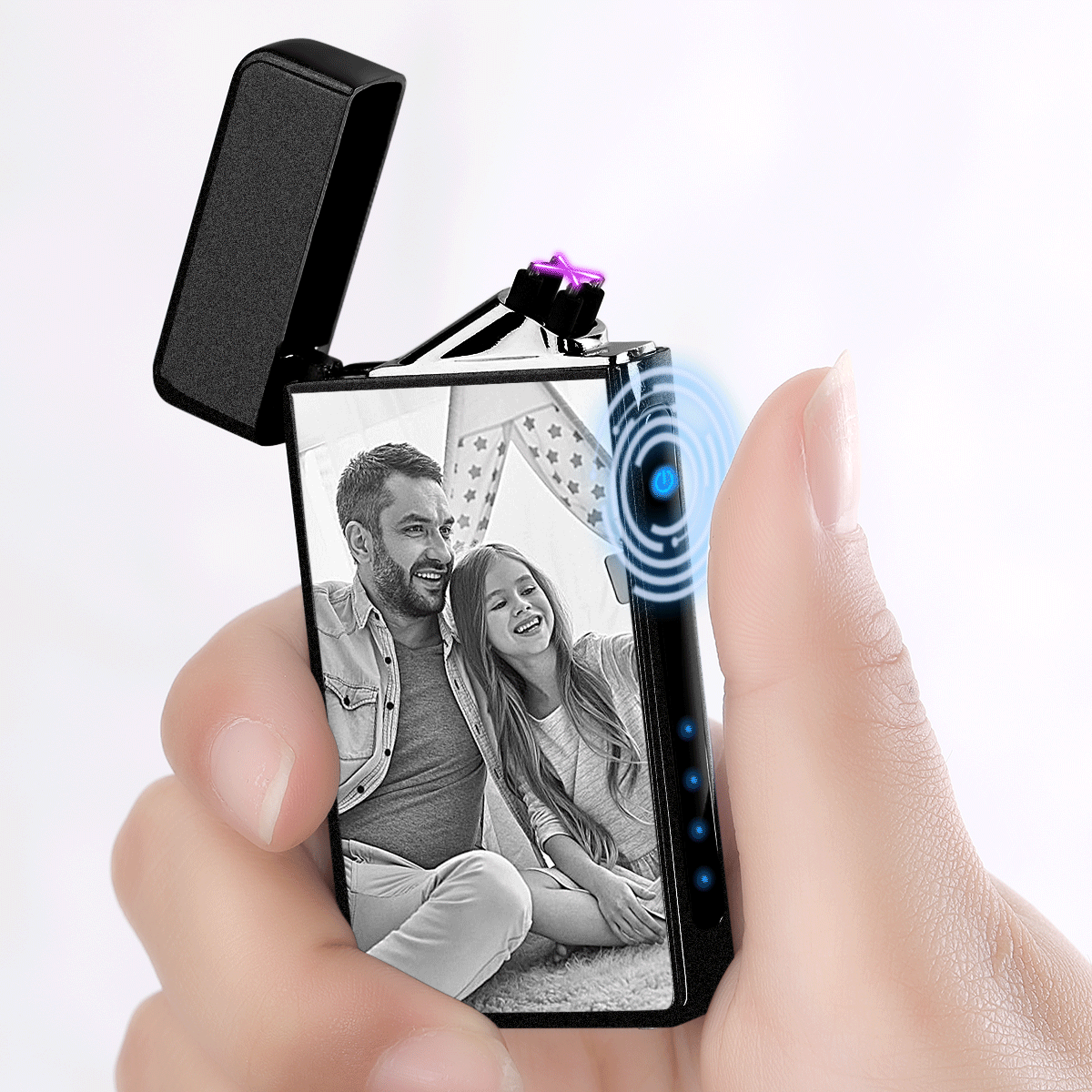 Custom Photo Engraved Lighter | Electronic Cigarette Lighter | Scrub Black - MyPhotoWalletAU