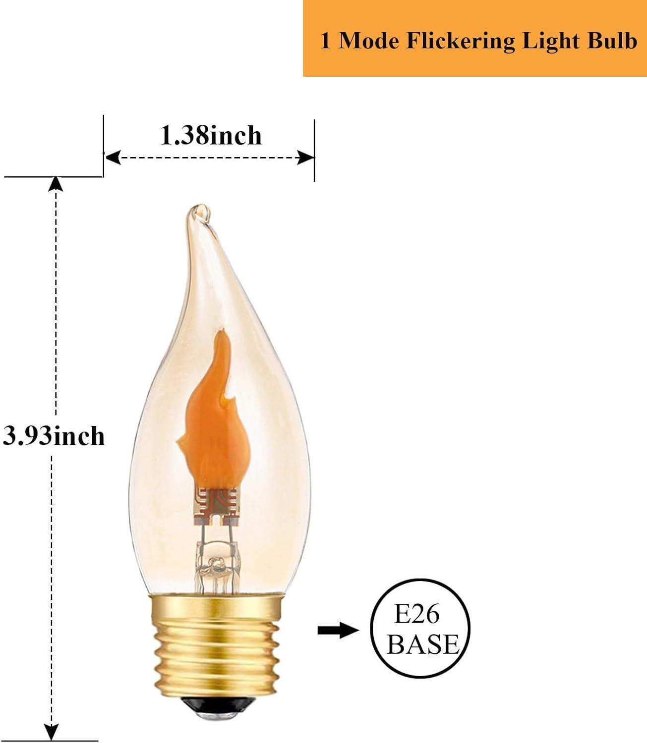 Flickering Flame Bulb E26 LED Fire Effect Light Bulbs, Flickering Light Bulbs for Halloween Christmas Holiday Decorations, Clear Glass, 4 Pack - 