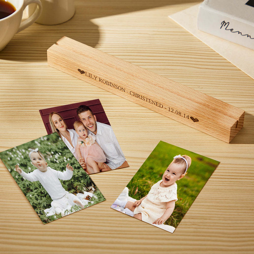 Custom Photo Engraved Ornaments Christening Heart Photo Block - myphotowalletau
