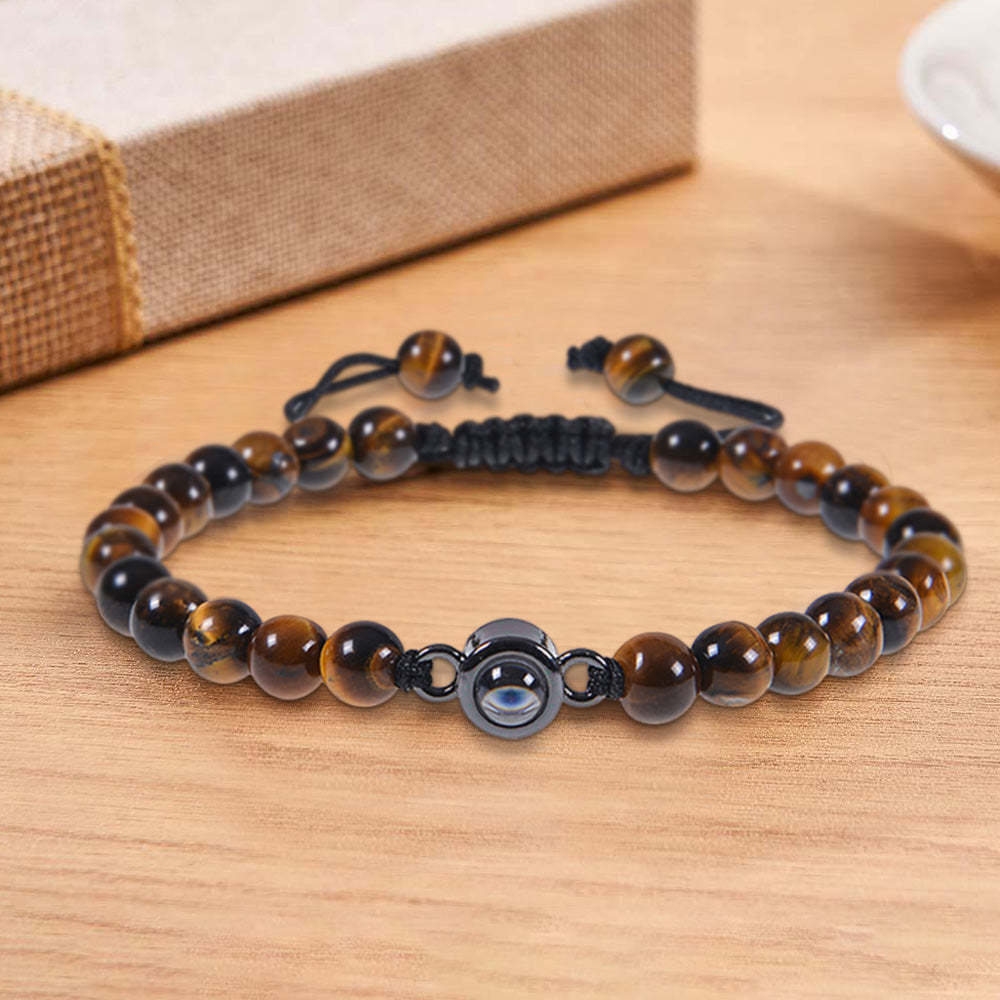 Custom Photo Projection Bracelet I Love You 100 Languages Men's Bracelet Gift for Boyfriend Husband Dad - 