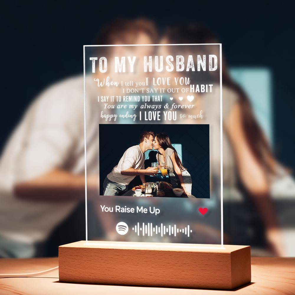 TO MY HUSBAND - Personalized Spotify Code Music Plaque Night Light(5.9in x 7.7in) - MyPhotoWalletAU