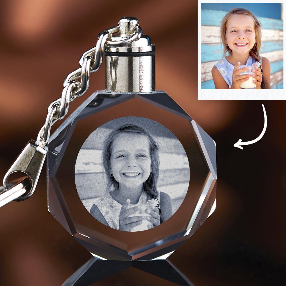 Custom Photo Crystal Keychain Octagon Shape | Best Gifts For Mom - MyPhotoWalletAU